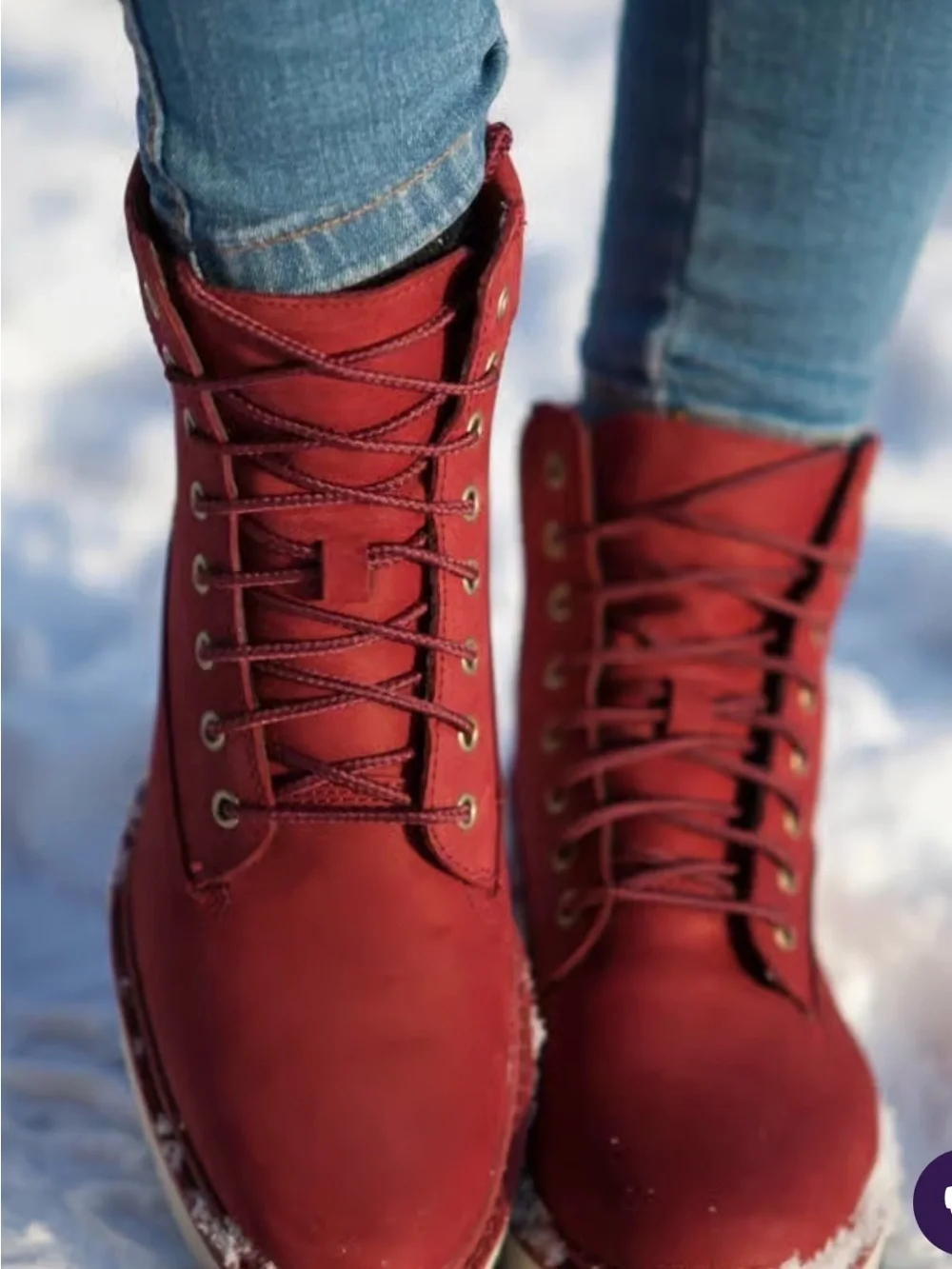 Timberland Kenniston 6-inch lace up nubuck burgundy leather booties size 8